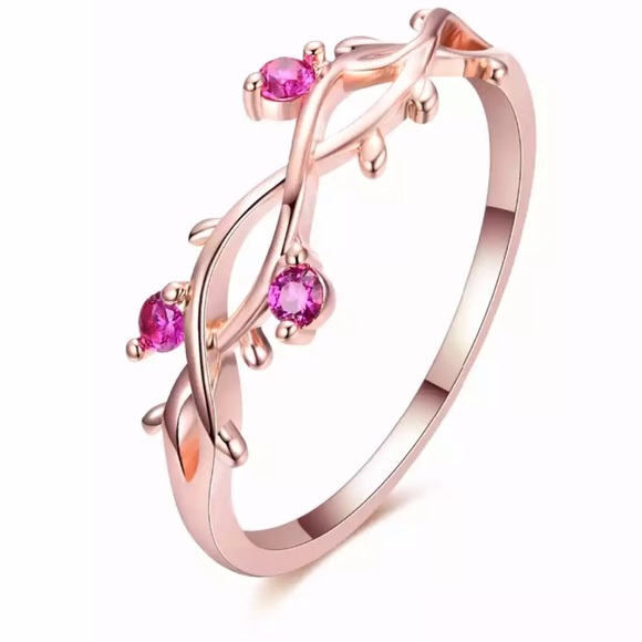 New Women’s Rose Gold Plated Sapphire Ring - Picture 2 of 2